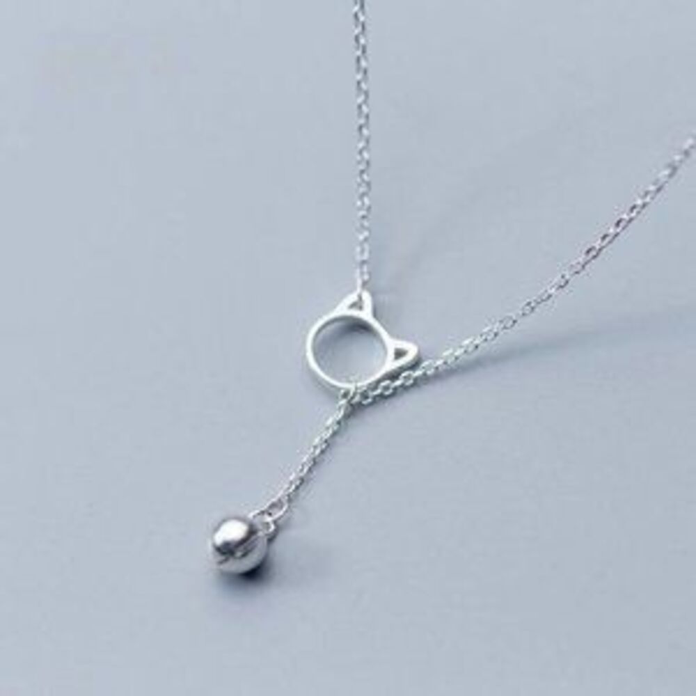 925 Sterling Silver Cat Bell Necklace
